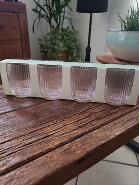 Soho Loft Indoor/Outdoor Clear Ribbed Drinkware - Set of 4
